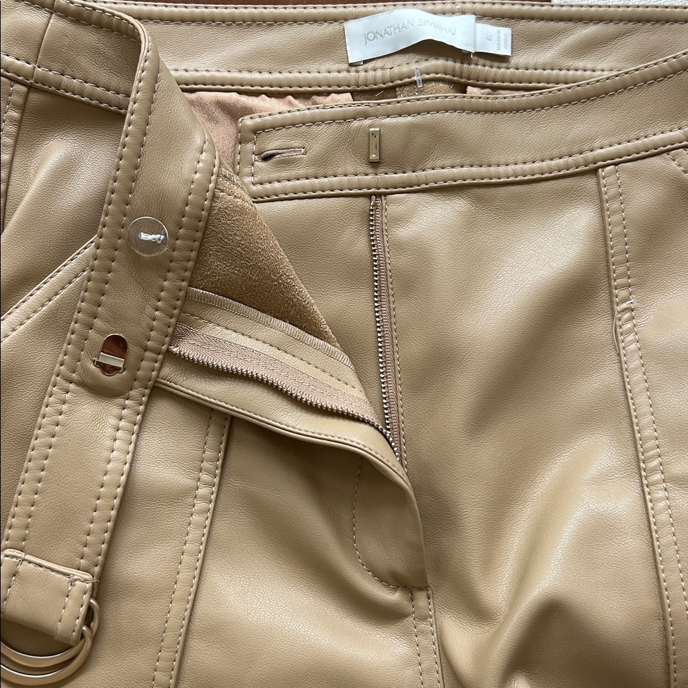 Jonathan Simkhai- BAXTER vegan leather tan pants - Picture 10 of 12